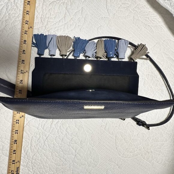 Rebecca Minkoff Navy Women's Love Suede Crossbody With Tassels Purse Bag Clutch - Picture 6 of 16